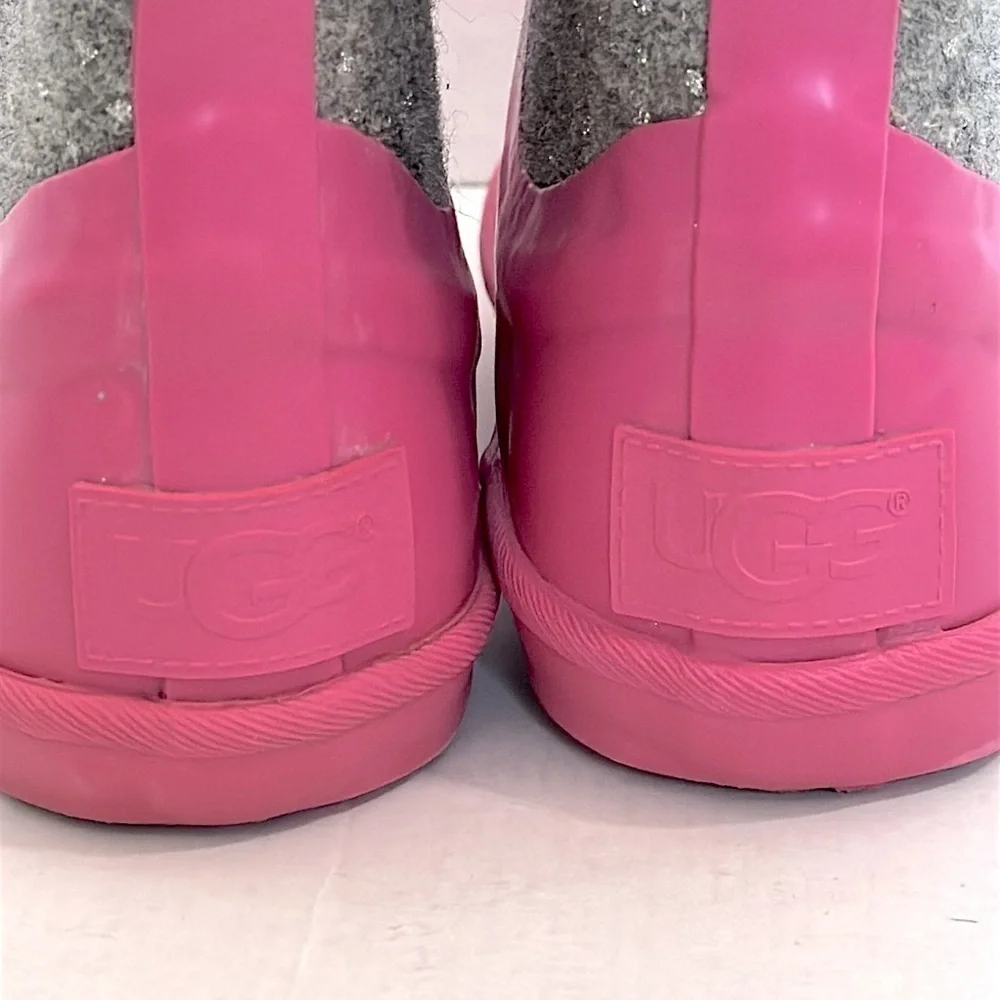 Youth UGG Kex Sparkle Pink Azalea Rain boots size 2 youth Like New